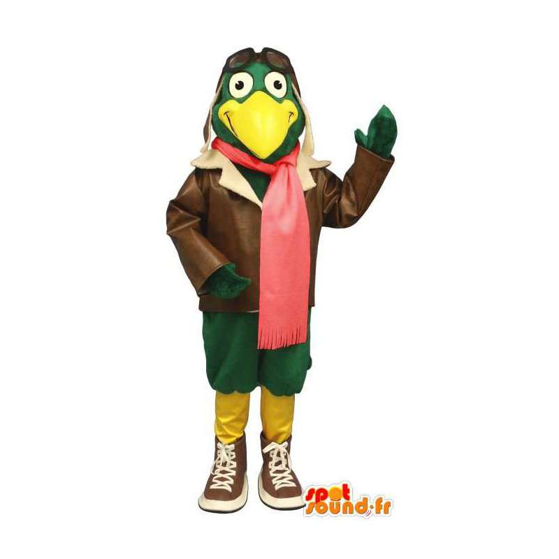 Uccello verde mascotte detenzione aviatore - MASFR006812 - Mascotte degli uccelli