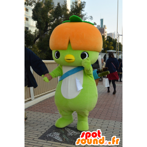 Hashiboh maskot, grøn, orange og hvid fugl, meget sød og sjov -