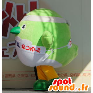 Mascotte großen, grünen und weißen Vogel, riesige und beeindruckende - MASFR25663 - Yuru-Chara japanischen Maskottchen