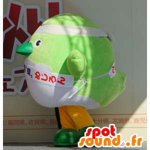 Mascotte grande uccello verde e bianco, gigante e impressionante - MASFR25663 - Yuru-Chara mascotte giapponese