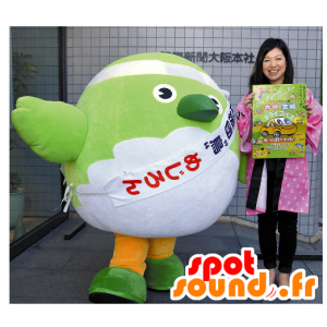 Mascotte gran pájaro verde y blanco, gigante e impresionante - MASFR25663 - Yuru-Chara mascotas japonesas