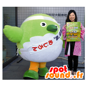Mascotte de gros oiseau vert et blanc, géant et impressionnant - MASFR25663 - Mascottes Yuru-Chara Japonaises