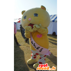 Mascotte de tigre jaune avec un pantalon à pois - MASFR25664 - Mascottes Yuru-Chara Japonaises