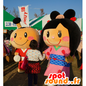 2 mascotes japoneses, um menino e uma menina - MASFR25665 - Yuru-Chara Mascotes japoneses