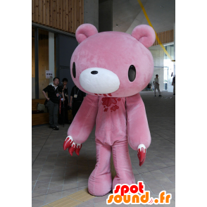 Mascot roze en witte teddyberen, grizzly, met bloed - MASFR25666 - Yuru-Chara Japanse Mascottes