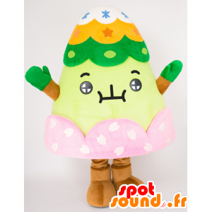 Mascotte Satoyama-kun, green man, with a colorful hat - MASFR25668 - Yuru-Chara Japanese mascots