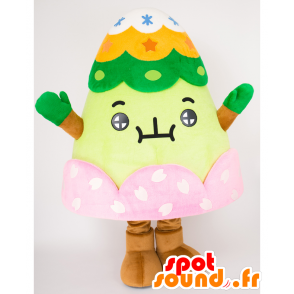 Mascot Satoyama-kun, groen man, met een kleurrijke hoed - MASFR25668 - Yuru-Chara Japanse Mascottes