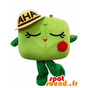 Mascotte d'Ahako, de bonhomme vert et rouge, avec un chapeau - MASFR25669 - Mascottes Yuru-Chara Japonaises