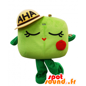 Ahako maskot, grön och röd man, med hatt - Spotsound maskot