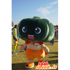 Maskotti vihreä vesimeloni, meloni vihreä, punainen viitta - MASFR25673 - Mascottes Yuru-Chara Japonaises