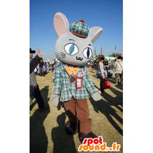 Mascot Fukanyan, chatten met een plaid outfit - MASFR25674 - Yuru-Chara Japanse Mascottes