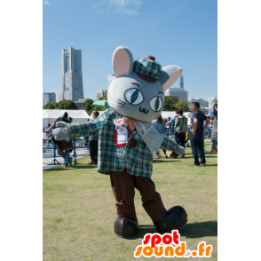 Mascot Fukanyan, chatten met een plaid outfit - MASFR25674 - Yuru-Chara Japanse Mascottes