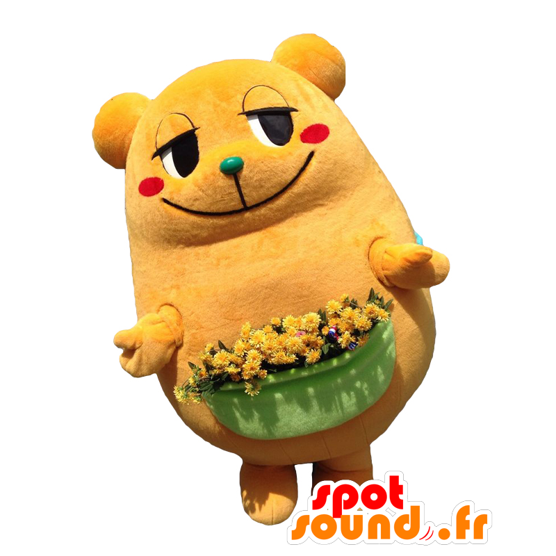 Mascot Mikarun, oranje teddybeer met een bloempot - MASFR25677 - Yuru-Chara Japanse Mascottes