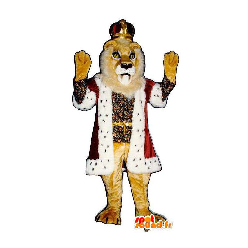 Lev maskot oblečený jako král. Lion King Costume - MASFR006815 - lev Maskoti