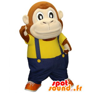 Mascot Samson-kun, bruine aap met een blauwe overalls - MASFR25684 - Yuru-Chara Japanse Mascottes