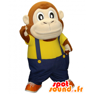 Mascot Samson-kun, brun ape med en blå kjeledress - MASFR25684 - Yuru-Chara japanske Mascots