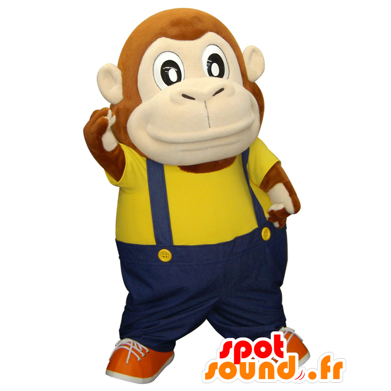Samson-kun mascotte, scimmia marrone con tuta blu - MASFR25684 - Yuru-Chara mascotte giapponese