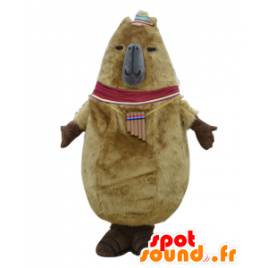 Mascot Kapitan, chlupatý medvěd, hnědé a šedé, a jemný obr - MASFR25685 - Yuru-Chara japonské Maskoti