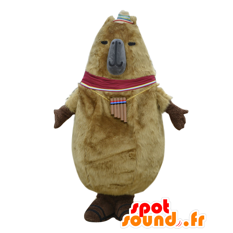 Mascot Kapitan, τριχωτό αρκούδα, καφέ και γκρι, και απαλή γίγαντας - MASFR25685 - Yuru-Χαρά ιαπωνική Μασκότ
