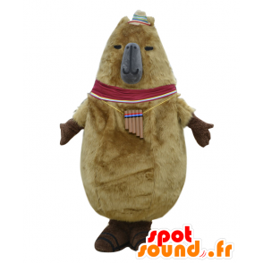 Kapitan Maskottchen, behaart bär, braun und grau, und sanfter Riese - MASFR25685 - Yuru-Chara japanischen Maskottchen