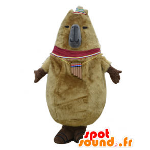 Mascotte de Kapitan, ours poilu, marron et gris, géant et doux - MASFR25685 - Mascottes Yuru-Chara Japonaises