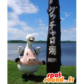 Suwatton mascot, pig, with a white bird on the head - MASFR25686 - Yuru-Chara Japanese mascots