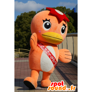 Mascotte d'Unagappa, oiseau orange et blanc, géant et mignon - MASFR25687 - Mascottes Yuru-Chara Japonaises