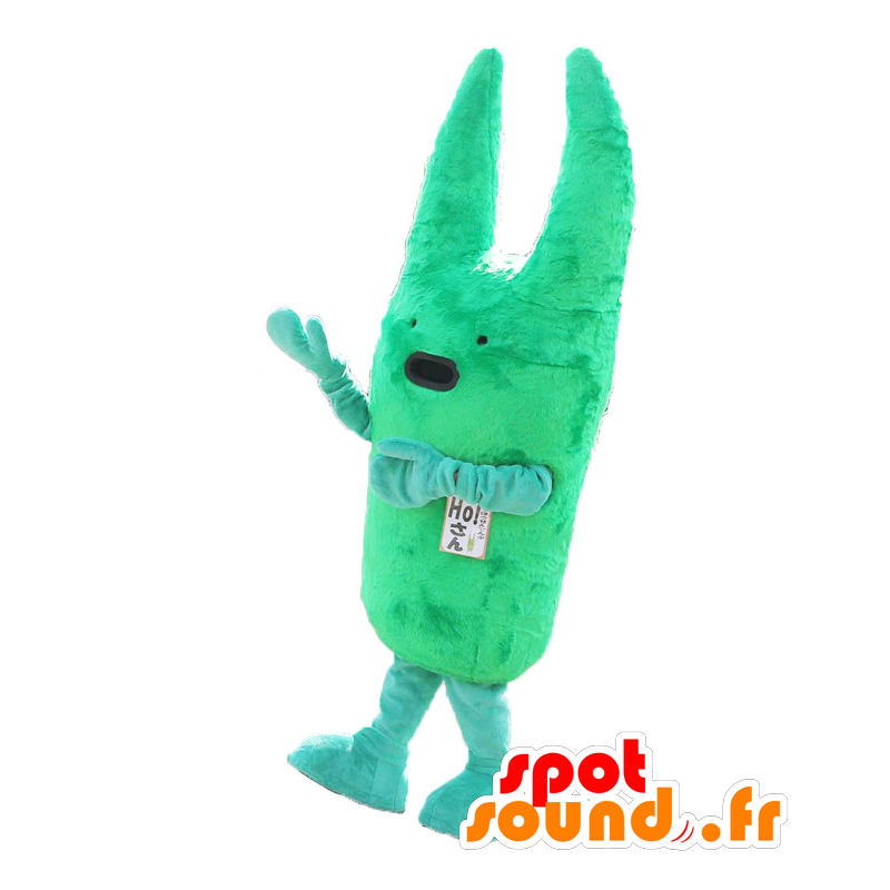 Maskot Ho-San, grön kanin, med stora öron - Spotsound maskot