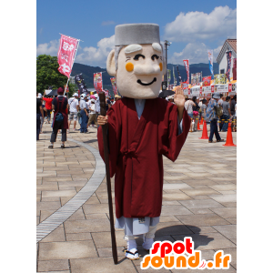 Mascot old man smiling with a red tunic - MASFR25693 - Yuru-Chara Japanese mascots