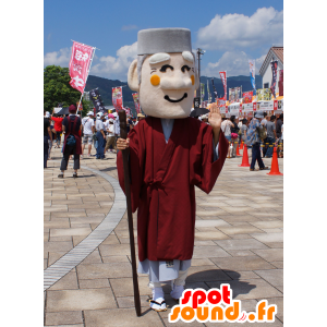 Mascotte de vieil homme souriant, avec une tunique rouge - MASFR25693 - Mascottes Yuru-Chara Japonaises