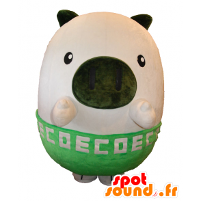 Mascotte Ekoton, maiale bianco e verde, rotondo e carino - MASFR25695 - Yuru-Chara mascotte giapponese