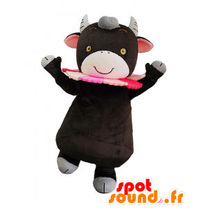 Mascota Kosumoo, vaca negro y rosa, lindo y festivo - MASFR25697 - Yuru-Chara mascotas japonesas