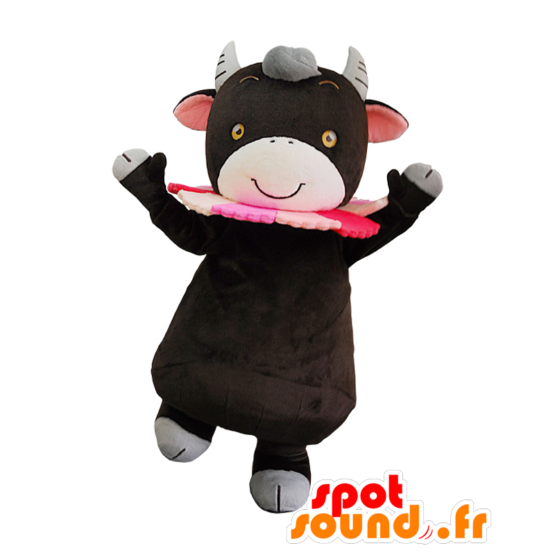 Mascota Kosumoo, vaca negro y rosa, lindo y festivo - MASFR25697 - Yuru-Chara mascotas japonesas