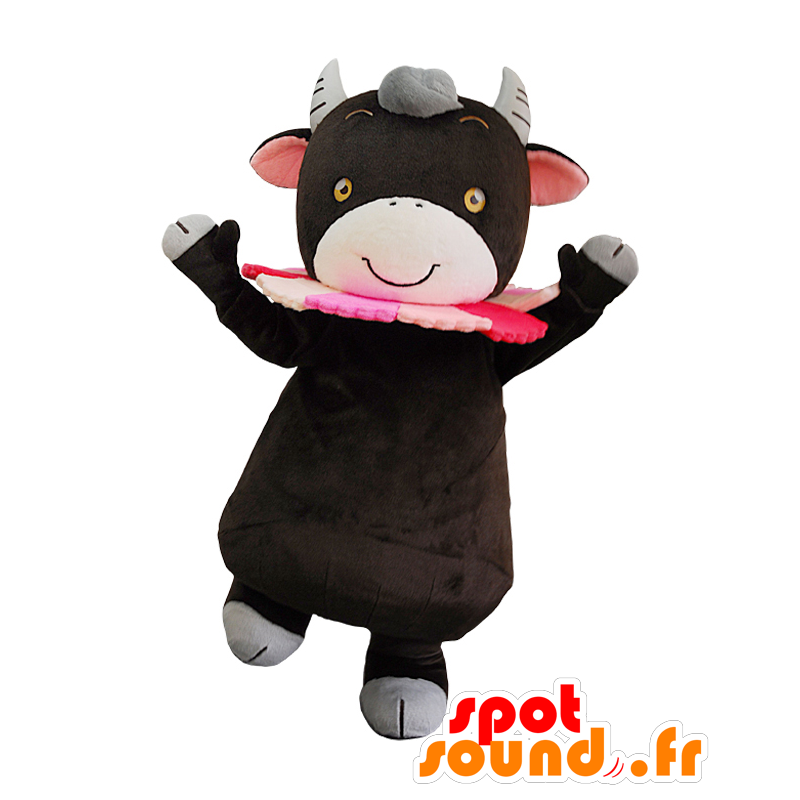 Mascot Kosumoo, μαύρο και ροζ αγελάδα, χαριτωμένο και εορταστική - MASFR25697 - Yuru-Χαρά ιαπωνική Μασκότ