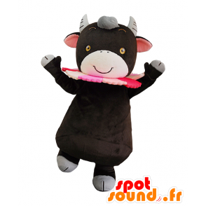 Mascotte de Kosumoo, vache noire et rose, mignonne et festive - MASFR25697 - Mascottes Yuru-Chara Japonaises