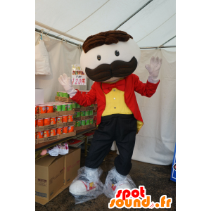 Mascot Mr P, mustached mand, med en rød dragt - Spotsound