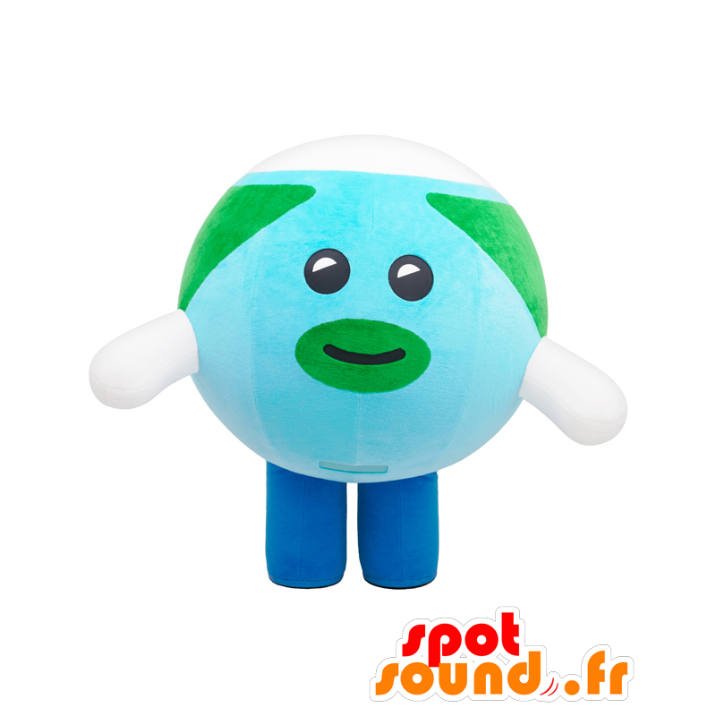 Mascot Terre-kun, blå og grøn mand, hele vejen rundt -