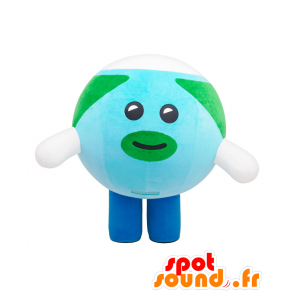 Mascot Terre-kun, blå och grön man, runt - Spotsound maskot
