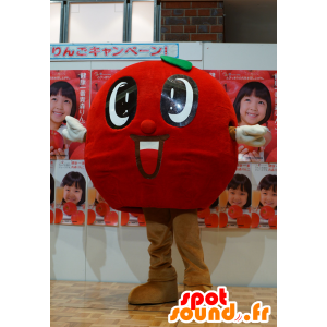 κόκκινο μασκότ ντομάτα, στρογγυλά, γίγαντας και χαμογελαστά - MASFR25703 - Yuru-Χαρά ιαπωνική Μασκότ