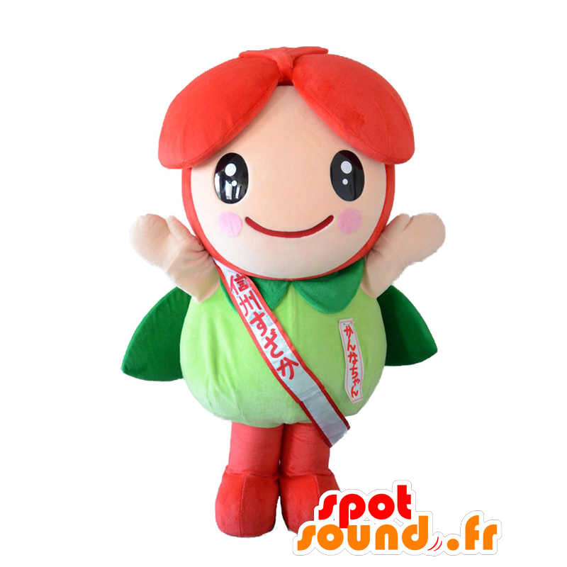 Kanna-chan mascot, red and green flower, cute and smiling - MASFR25704 - Yuru-Chara Japanese mascots