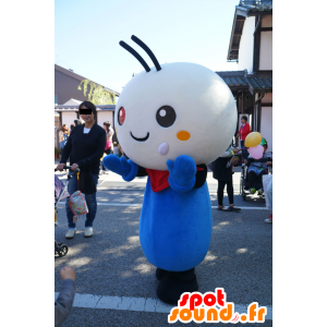 Maskottchen-blau und weiß ein Mann, rundum und lächelnd - MASFR25705 - Yuru-Chara japanischen Maskottchen