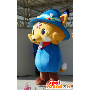 Mascot Kaizutchi, raposa laranja, vestido com uma roupa azul - MASFR25707 - Yuru-Chara Mascotes japoneses