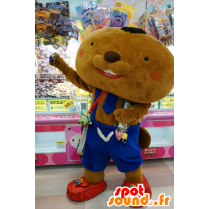 Bibatche-kun mascot beaver brown overalls with - MASFR25708 - Yuru-Chara Japanese mascots