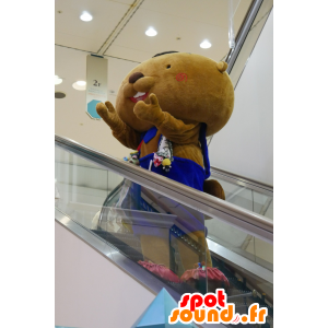 Mascot Bibatche-Kun castor, com macaco - MASFR25708 - Yuru-Chara Mascotes japoneses