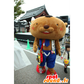Mascotte de Bibatche-kun castor marron, avec une salopette - MASFR25708 - Mascottes Yuru-Chara Japonaises