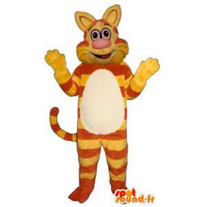 Mascot gato anaranjado y amarillo, divertido y original - MASFR006819 - Mascotas gato