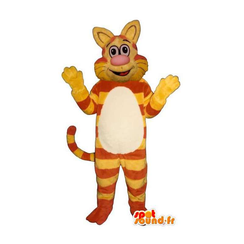 Mascotte arancio e giallo gatto, divertente e originale - MASFR006819 - Mascotte gatto