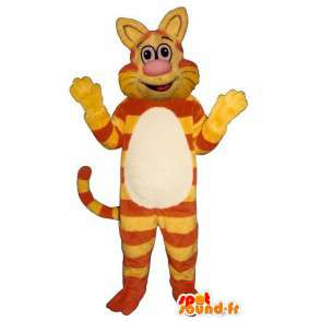Mascot gato anaranjado y amarillo, divertido y original - MASFR006819 - Mascotas gato