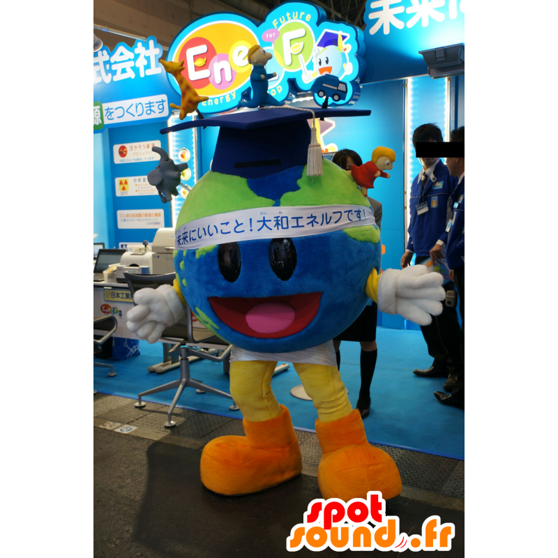 Mascot maapallon ympärillä, jossa opiskelija korkki - MASFR25710 - Mascottes Yuru-Chara Japonaises