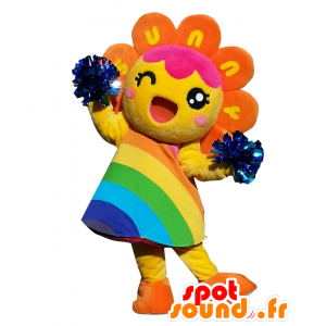 Mascot Sunny Chan, sol, flor colorida - MASFR25712 - Yuru-Chara Mascotes japoneses